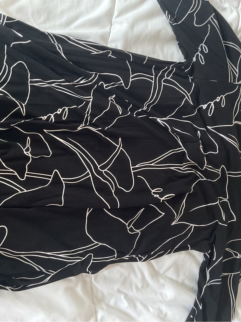 Long Sleeve Black & White Printed Dress